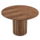 Detailed Pedestal Base Walnut Color Round Dining Table 